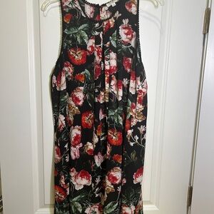 Umgee Floral Sleeveless Dress - Black and Red